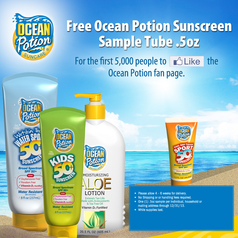 Free Ocean Potion Sunscreen Sample