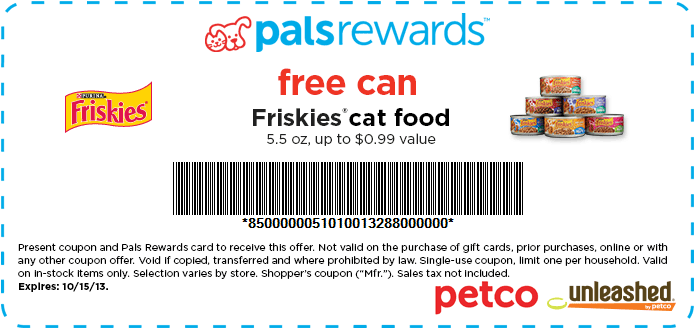 Free Can of Friskies Cat Food at Petco