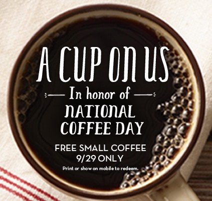 Free Coffee at Caribou Coffee on 9/29