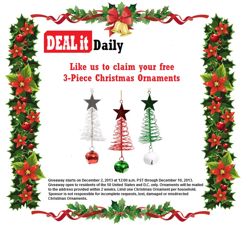 Free 3 Piece Christmas Ornaments