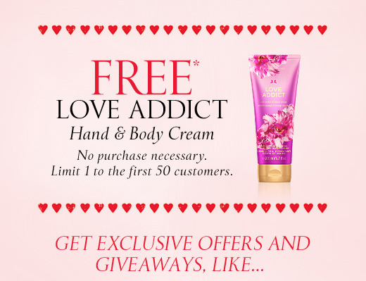 Free Love Addict Hand & Body Cream at Victoria’s Secret on 2/8